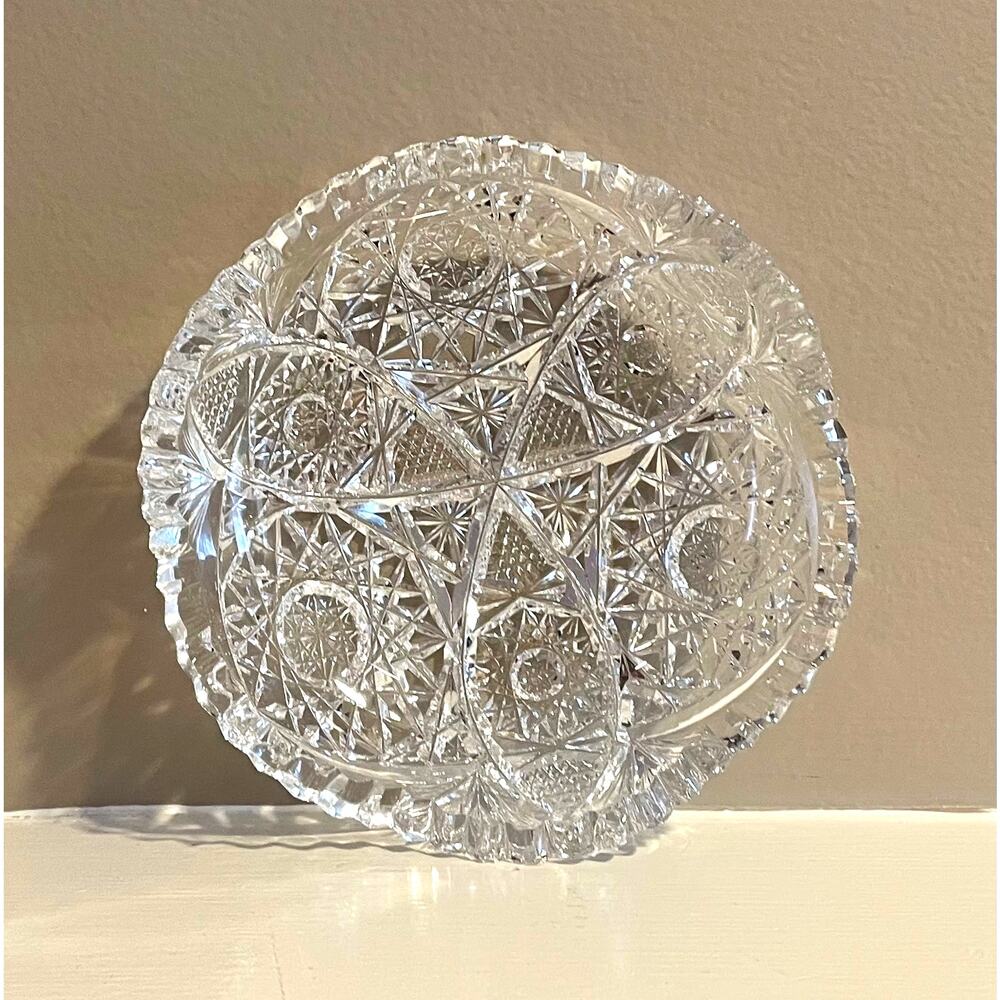 Vintage Cut Crystal Dishes / Plates, Sawtooth Edges, Set of 6